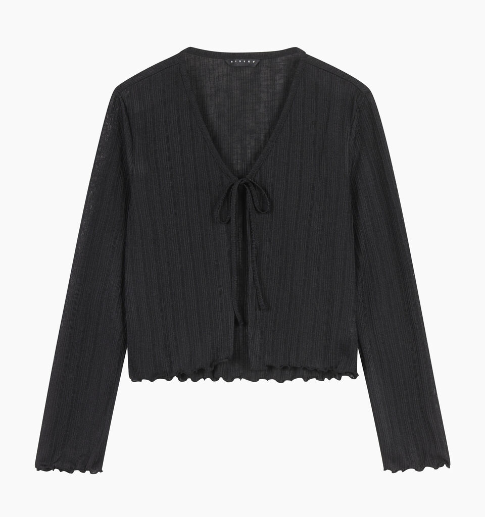 Black cardigan with laces - null - Black | Sisley K image number 1